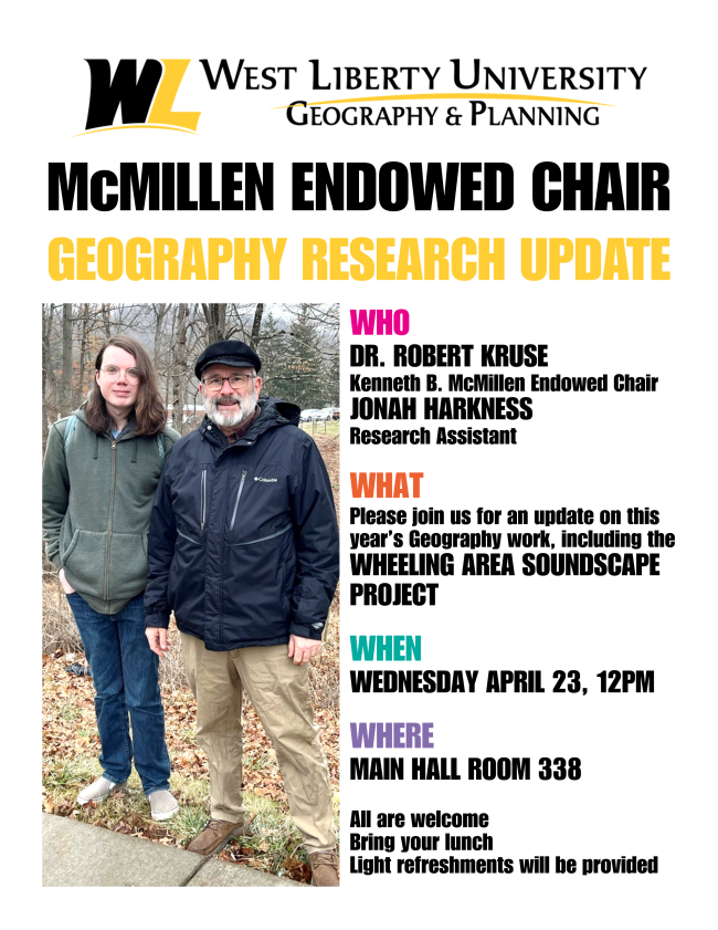 Dr. Kruse will be giving a research presentation at noon on April 23.