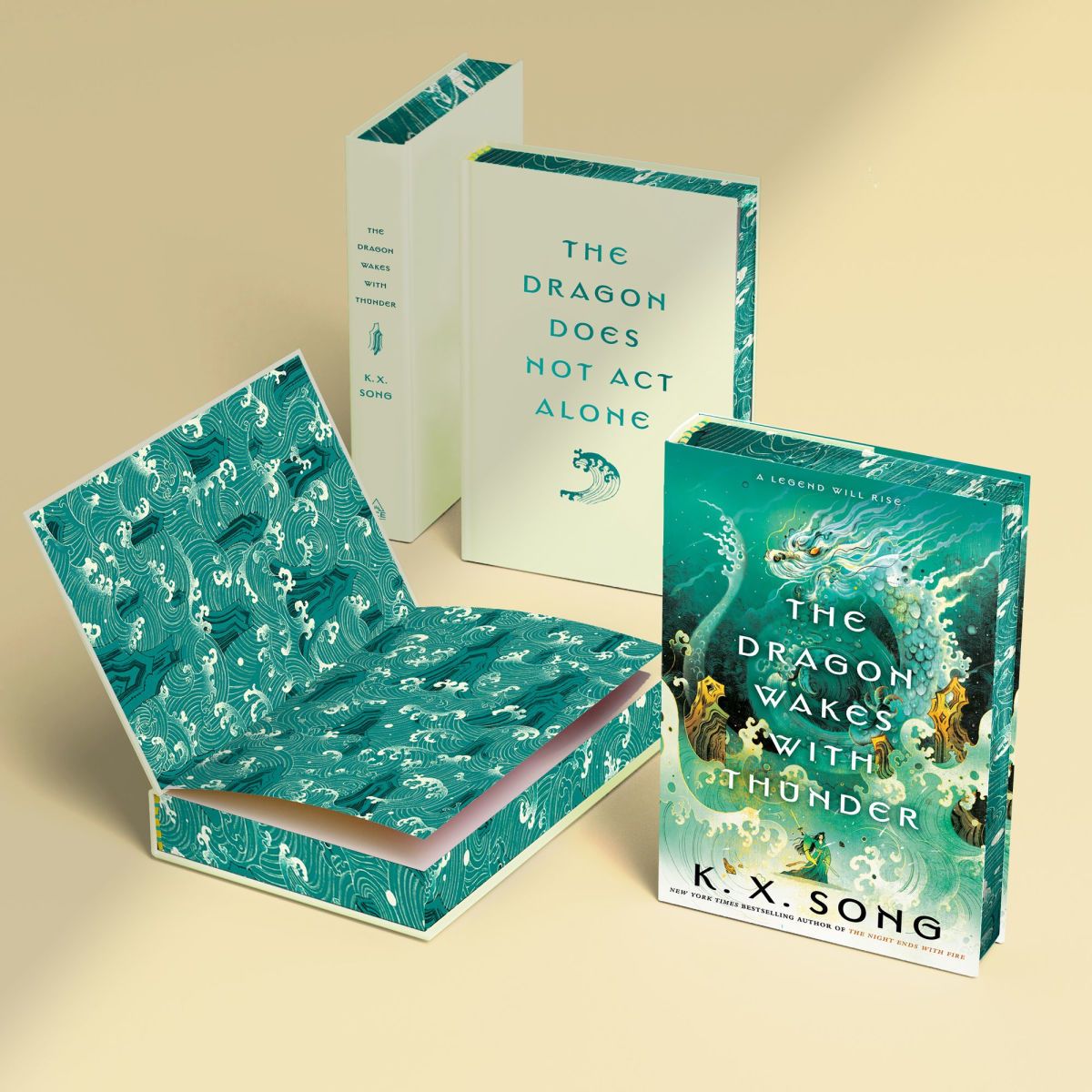 <a href="/victongai/">Victo Ngai 倪傳婧</a> <a href="/AceBooksPub/">Ace Books</a> Special first edition hardcovers of The Night Ends with Fire and its forthcoming sequel, The Dragon Wakes with Thunder, include a shimmering jacket with effects, brilliantly illustrated four-color endpapers, detailed-stained edges, and a foil-stamped case.