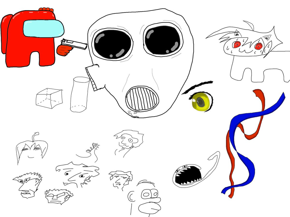 GiveMeEternity's tweet photo. Have a bunch of random doodles as my first art piece in my descent into digital (drawn) art https://t.co/IxXDD5KLrQ