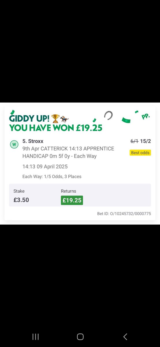 #boom first tip since took break after Aintree. We land.  Horse drifted from 9/2 to 15/2.. Fav backed into 2/1 from 4s.. 

Research pays off.