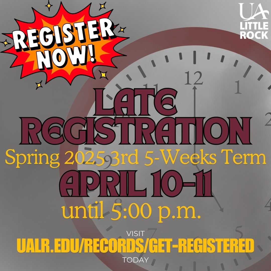Late Registration for the 3rd 5-week term begins tomorrow and runs through Friday at 5 p.m. Hurry and register today! *Late registration fees may apply