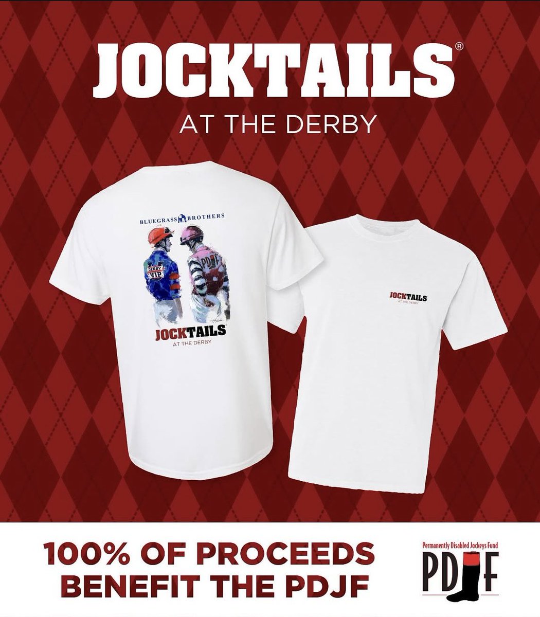 PDJFund's tweet photo. We’re thrilled to announce the launch of the Bluegrass Brothers x JOCKTAILS at the DerbyT-Shirt — designed by the talented Tyler Robertson!

When you purchase, you’re automatically entered to win 2 exclusive invites to this year’s @Jocktails event!

Thank you for support! https://t.co/GP0h8KpJMx