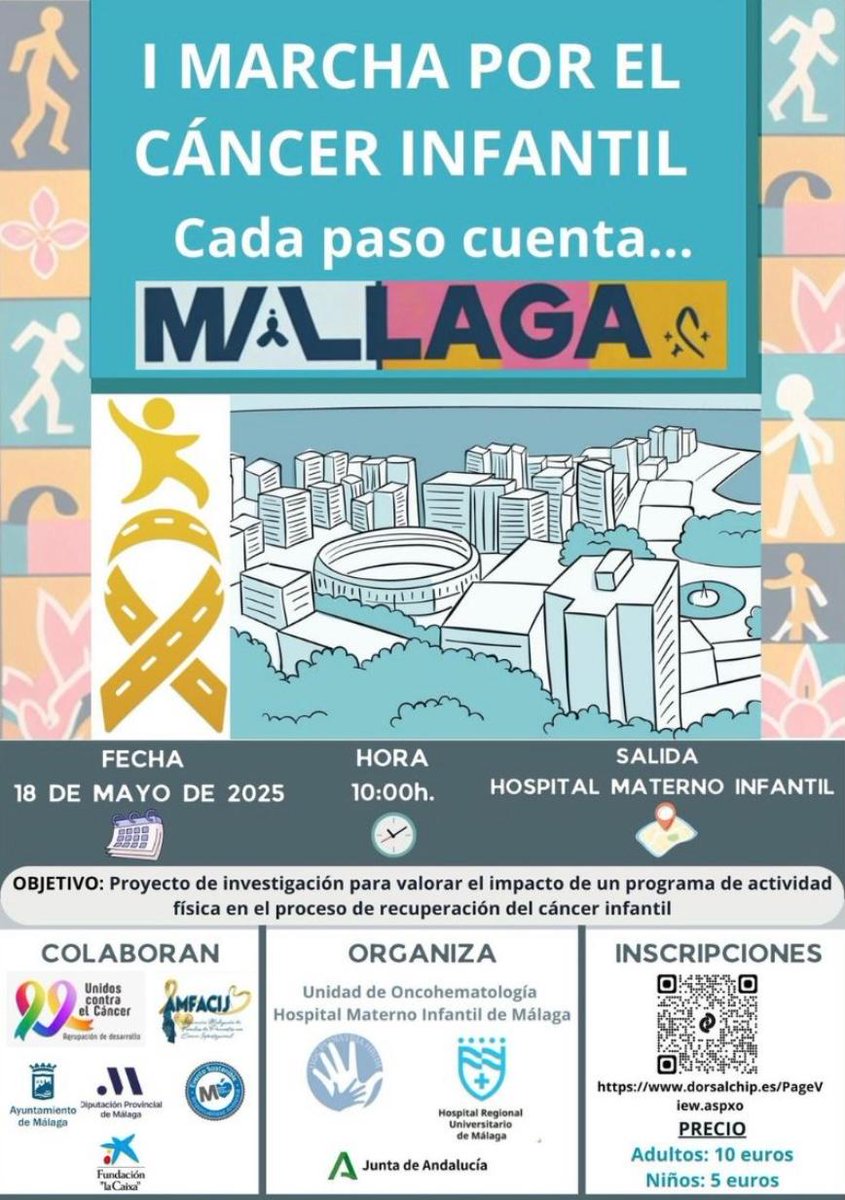 Asociación AVOI (@asoc_avoi) on Twitter photo 🥰🥰 𝐈 𝐌𝐚𝐫𝐜𝐡𝐚 𝐩𝐨𝐫 𝐞𝐥 𝐂𝐚́𝐧𝐜𝐞𝐫 𝐈𝐧𝐟𝐚𝐧𝐭𝐢𝐥 🧡🧡
🤸Lo recaudado se destinará a investigar sobre el impacto del ejercicio físico en la recuperación del cáncer infantil <a href="/HRegionalMalaga/">Hospital Regional Universitario Málaga</a> #cancerinfantil
Disfruta andando por tu ciudad por una buena causa 🥰🥰 𝐈 𝐌𝐚𝐫𝐜𝐡𝐚 𝐩𝐨𝐫 𝐞𝐥 𝐂𝐚́𝐧𝐜𝐞𝐫 𝐈𝐧𝐟𝐚𝐧𝐭𝐢𝐥 🧡🧡
🤸Lo recaudado se destinará a investigar sobre el impacto del ejercicio físico en la recuperación del cáncer infantil <a href="/HRegionalMalaga/">Hospital Regional Universitario Málaga</a> #cancerinfantil
Disfruta andando por tu ciudad por una buena causa