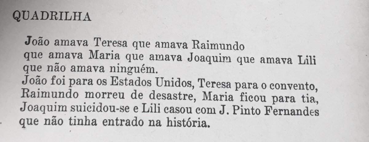 Mundodofilipe1's tweet photo. ‘Quadrilha’, do Drummond, já falava de relações líquidas antes do Bauman! João amava Teresa que amava Raimundo… ninguém se pegava, todo mundo sofria. Um poema sobre o ghosting antes do WhatsApp existir. Pioneiro do #crushfail. https://t.co/EUHMEOr1I6