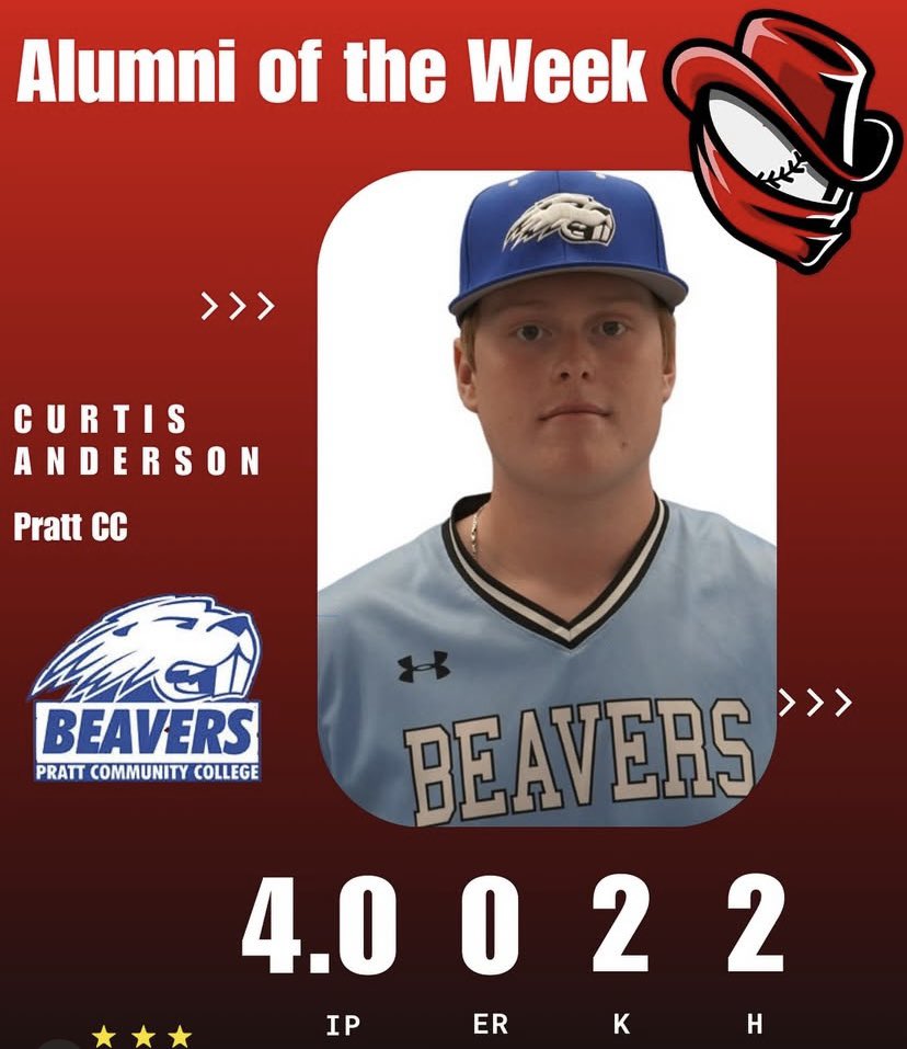 [Alumni of the Week: Curtis Anderson]

Curtis got the W this Sunday versus Neosho County for the Pratt CC Beavers in his first start of the season!

In Curt’s last 4 appearances he’s gone 9 IP with 8 K’s and given up only 4 hits.

#AHPAlumni #AHPFamily