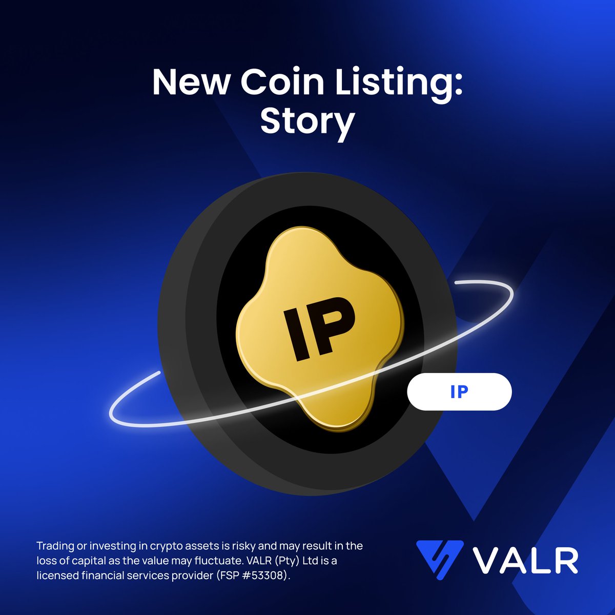 New coin listing: Story (꧁IP꧂) @StoryProtocol is a Layer 1 blockchain built  to bring intellectual property (IP) onchain and make it programmable. Trade  $IP on VALR with $USDT, $USDC, EURC, or South