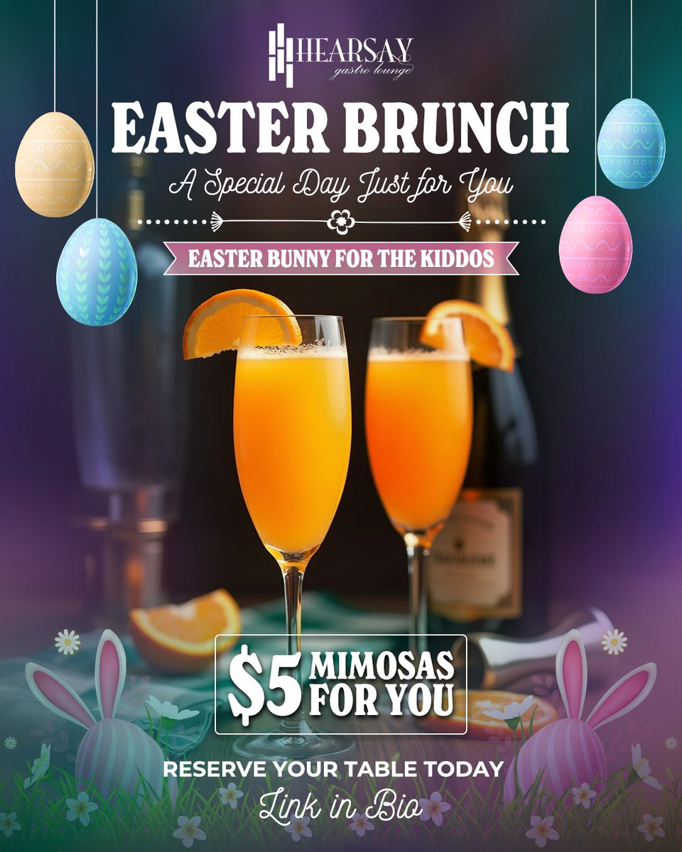 Hop into spring with our Easter Brunch at Hearsay! 🐣✨
Bring the whole family for a celebration filled with joy, great food, and Easter cheer.🐰🎉
Reserve your table👇
linktr.ee/HearsayPromoti…