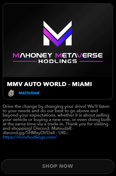 MMVHodlings's tweet image. Getting to a city closer to you to serve you better! ✨
We just got 6 new Car showrooms launched in Miami, Nashville, Oakland, Queens, Rio and Tokyo. This takes our metaventure count to 58! 🎉
@UplandMe #Upland #Metaverse