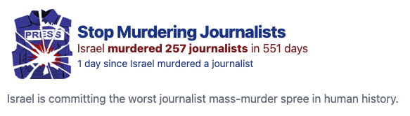 1 day since Israel murdered a journalist.