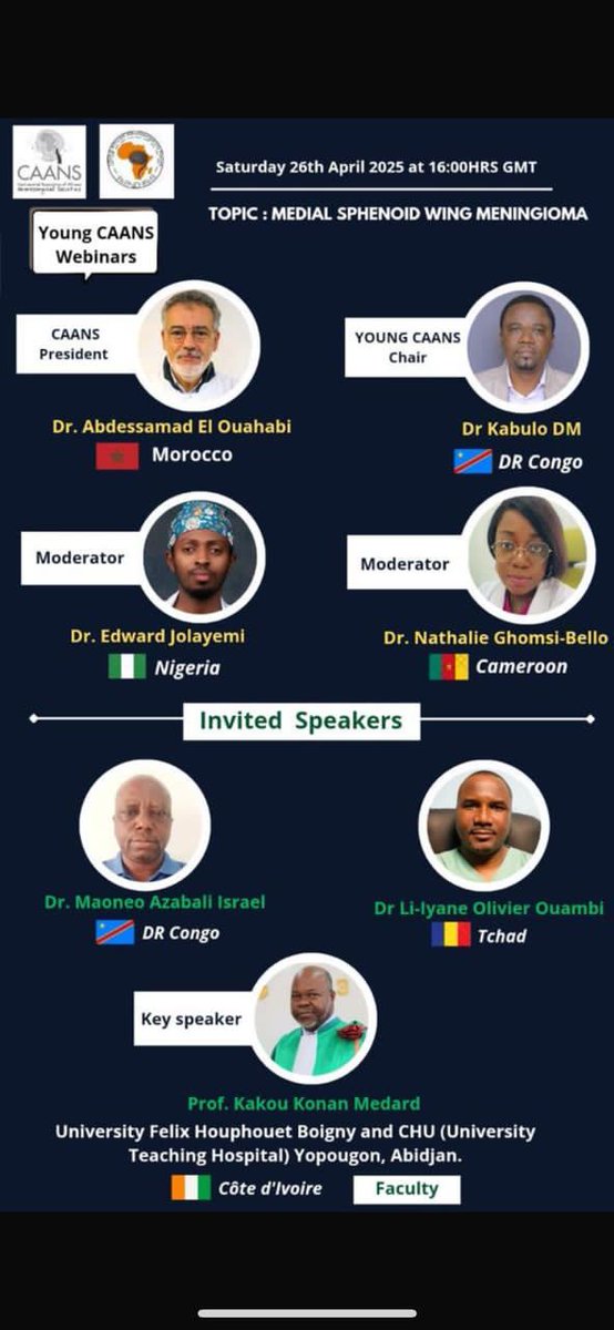 Mark your calender!!! Our first webinar for the year! All young neurosurgeons everywhere, you are invited.  It's Saturday 26th April.