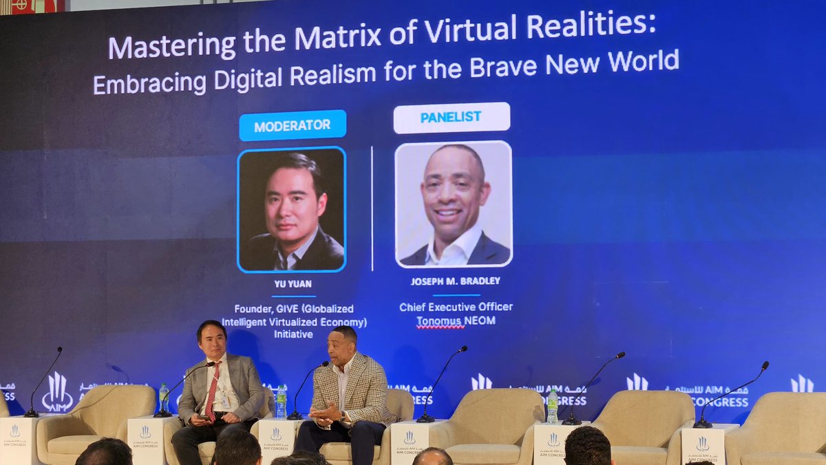 Thrilled to have shared the stage at AIM Congress with Joseph Bradley, CEO of Tonomus NEOM, for an inspiring fireside chat titled “Mastering the Matrix of Virtual Realities – Embracing Digital Realism for the Brave New World.” We dove deep into the convergence of virtual and