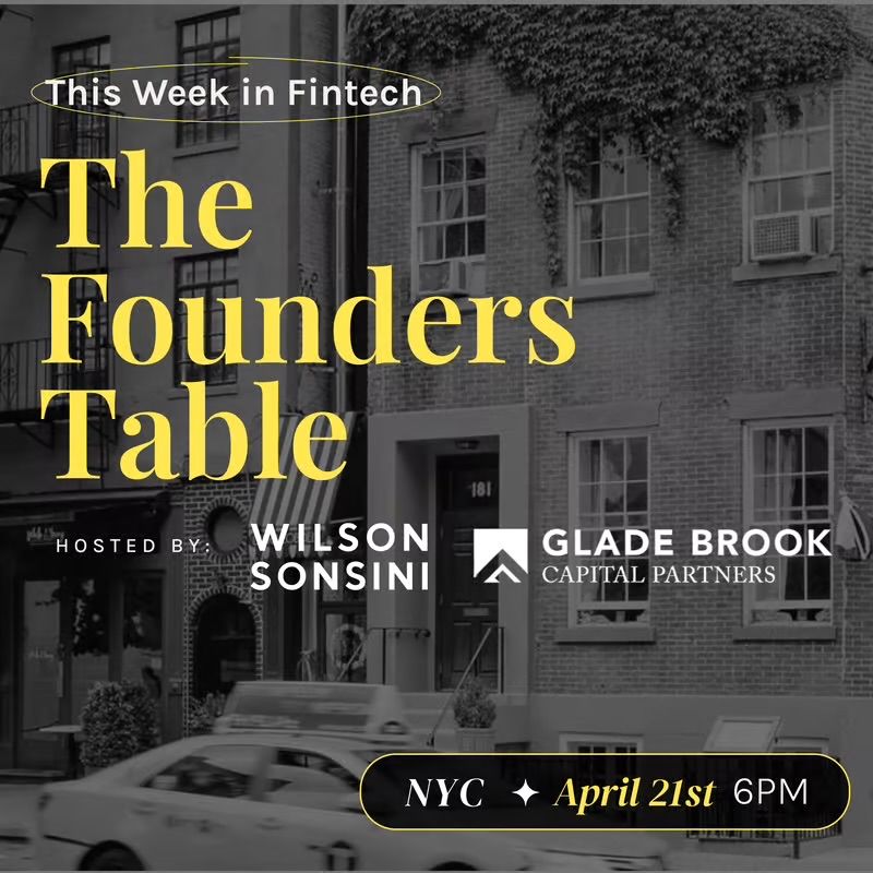twifintech's tweet image. Fintech founders — join us at The Founders Table during NY Fintech Week.

An intimate dinner for Series A+ founders, hosted by TWIF, Glade Brook &amp;amp; Wilson Sonsini.

RSVP: lu.ma/NYFW-421
#NYFintechWeek #fintech #founders