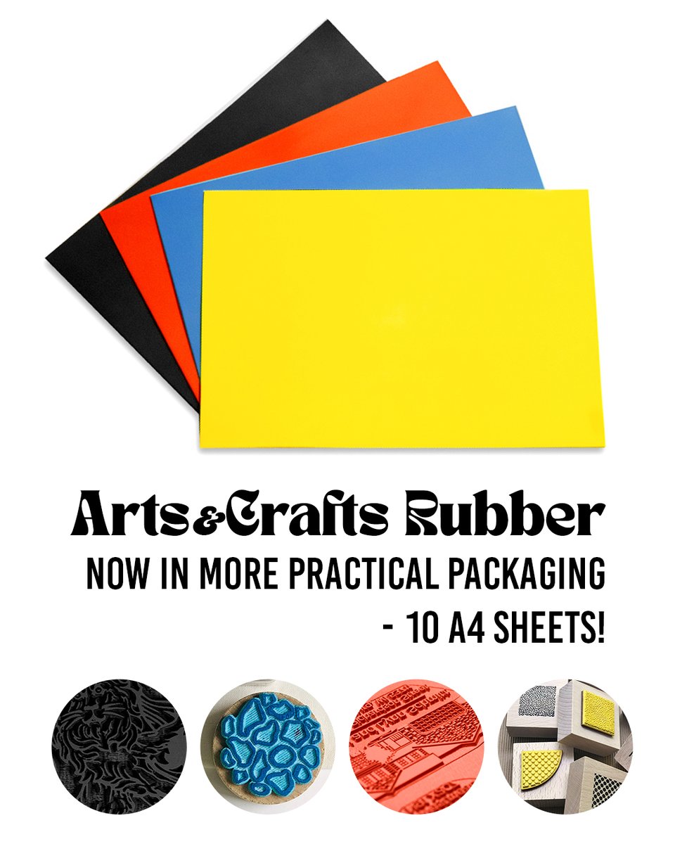 rubberforlaser's tweet photo. From now on, our odorless art stamp rubber in red, blue, yellow and black is available in new, more practical packaging - 10 A4 sheets! New format means more efficiency - because we know how important it is to work smoothly!🔎 Do you have any questions?  rubber@readyforlaser.com https://t.co/BFiCSpb8cq