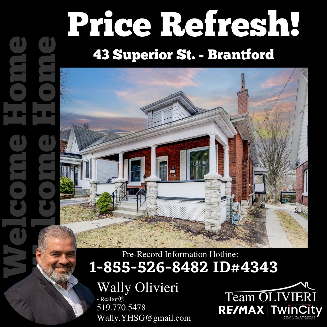 Wally_YHSG's tweet photo. We’re re-introducing 43 Superior St with a refreshed price and all the outdoor charm you've been looking for!
💬 Call today for the updated price and to book your private showing!
#NewPriceAlert #UpdatedListing #ForSale #BrantRealEstate #TeamOLIVIERI #REMAX #BackyardLiving https://t.co/U6WrEsZjw4
