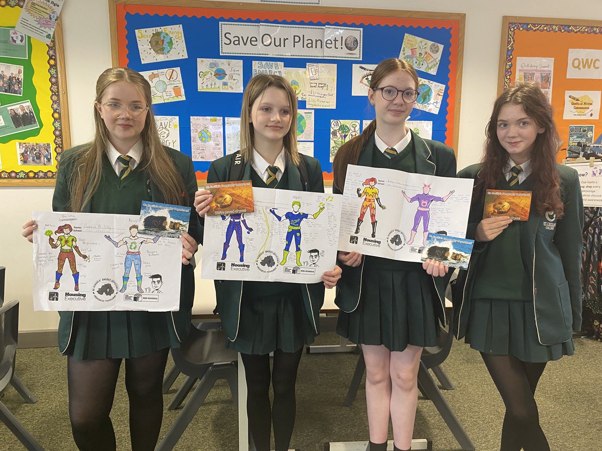 Winners of the Eco-Hero/Villain character competition from 9 Courage. The culmination of learning about environmental issues this term in Geography led to this creative task. 💚 
<a href="/StCeciliasDerry/">St. Cecilia’s College</a> <a href="/Eco_SchoolsNI/">Eco-Schools</a>