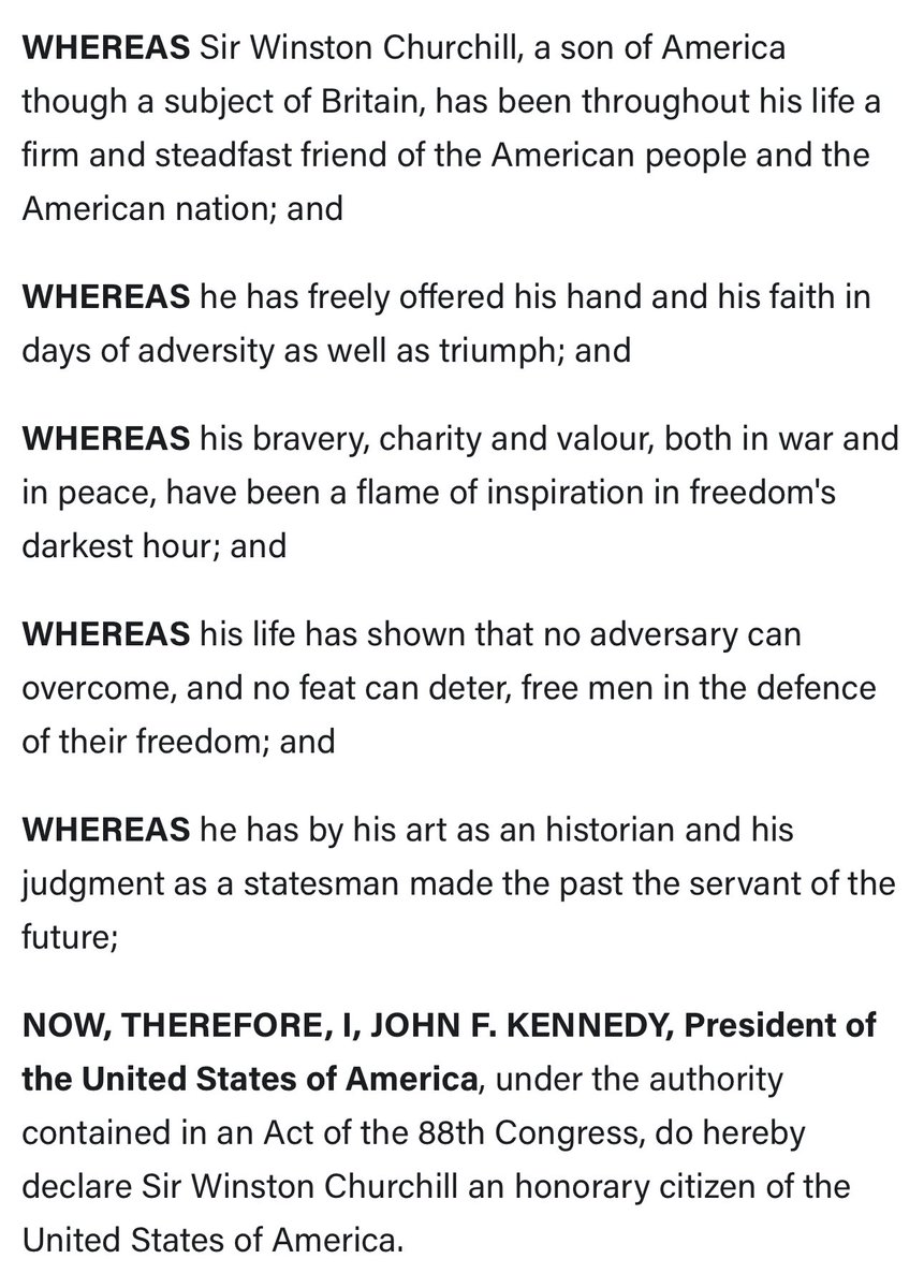#OTD in 1963 U.S. President John F. Kennedy signed House Resolution 4374 into law, allowing him to proclaim Winston Churchill the first honorary citizen of the United States. April 9 is recognized as Winston Churchill Day in the United States. Cheers!🇬🇧🇺🇸