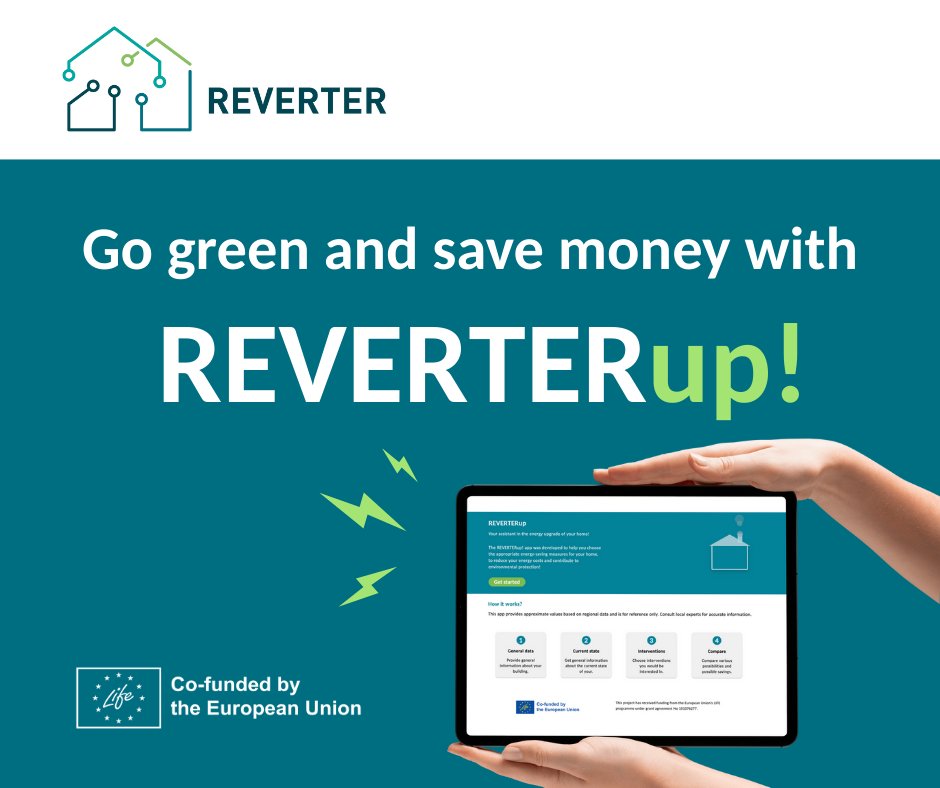 ReverterHub (@reverter_hub) on Twitter photo Take the first step toward a greener, more efficient home with #REVERTERup! Easily estimate your current energy costs and discover tailored energy-saving solutions. Protect the planet while saving on your bills.
Learn more: bit.ly/4loL64c
<a href="/LIFEprogramme/">LIFE Programme</a> Take the first step toward a greener, more efficient home with #REVERTERup! Easily estimate your current energy costs and discover tailored energy-saving solutions. Protect the planet while saving on your bills.
Learn more: bit.ly/4loL64c
<a href="/LIFEprogramme/">LIFE Programme</a>