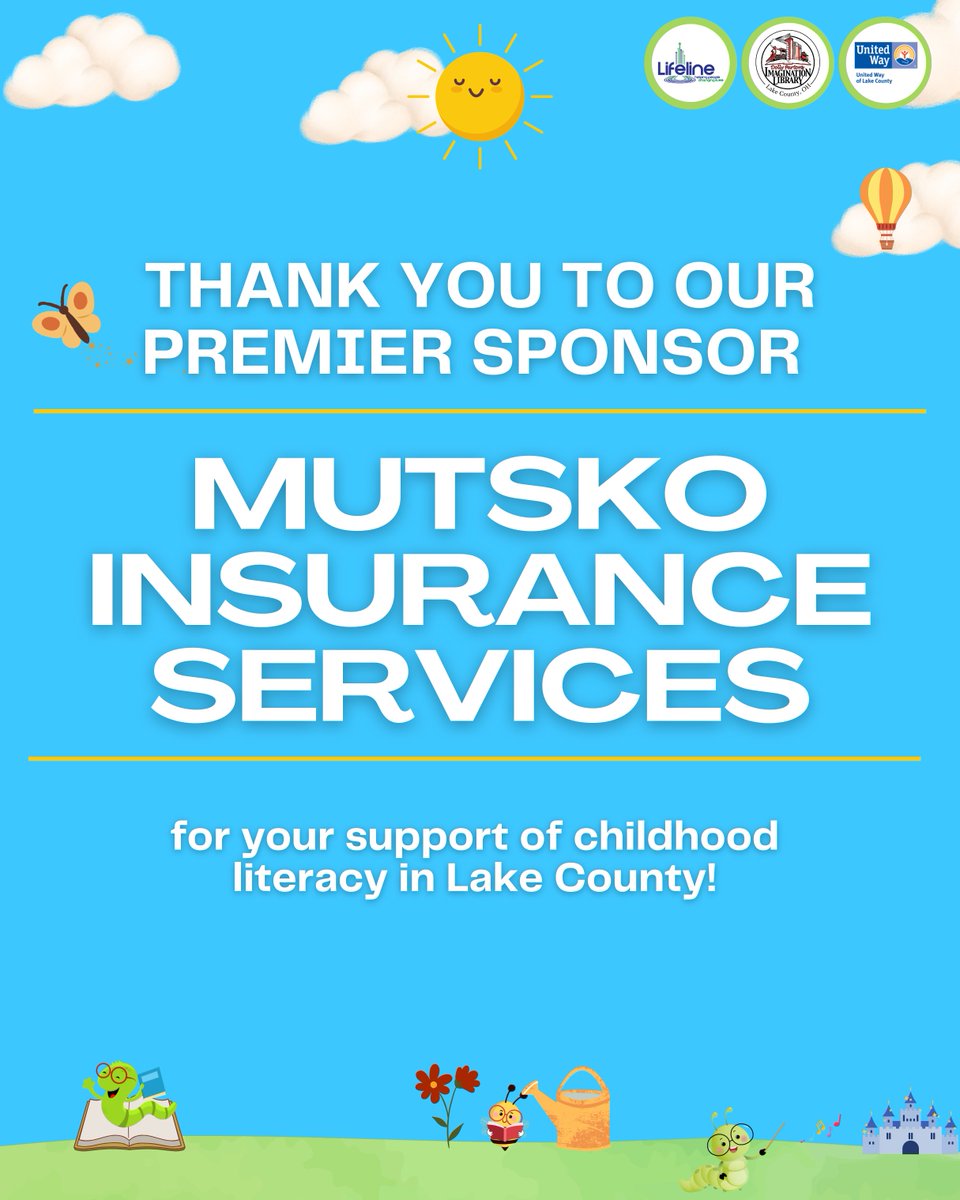 LifelineCAA's tweet photo. 📢We'd like to thank our premier sponsor for the Lake County Imagination Library, Mutsko Insurance Services! Their support will provide 320 Lake County children with monthly free books for one year -- that's 3,840 books in the hands of kids!

📚✨THANK YOU for your support!✨📚 https://t.co/8j4EK1ygbI