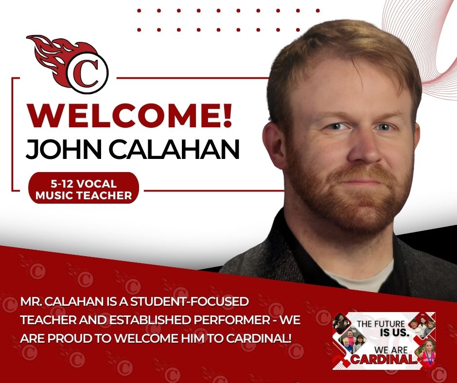 James Craig (@jamescraigccsd) on Twitter photo We are proud to welcome John Calahan to our <a href="/cardinalcomets/">Cardinal Comets</a> family as 5-12 vocal music teacher! WE ARE CARDINAL. #GoComets We are proud to welcome John Calahan to our <a href="/cardinalcomets/">Cardinal Comets</a> family as 5-12 vocal music teacher! WE ARE CARDINAL. #GoComets