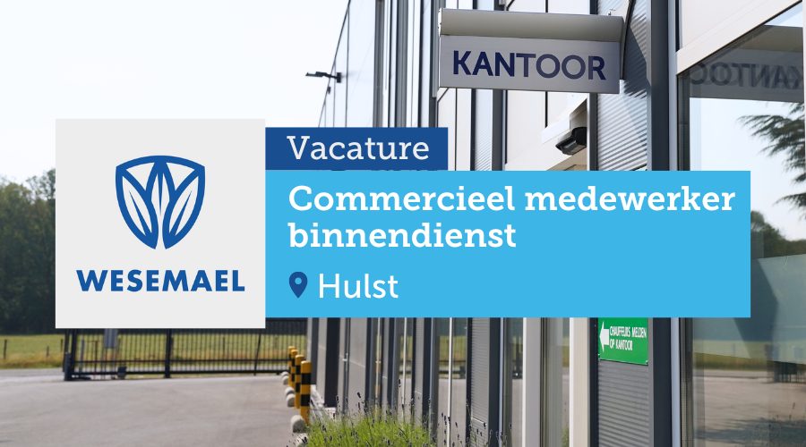 Gezocht: commercieel medewerker #binnendienst standplaats #Hulst.  #veelzijdige job met fantastische collega's. Is deze functie je op het lijf geschreven of ken  je iemand als zodanig? Laat het ons weten! #itsgoodtowork #werkenbijwesemael #jeweetwelwaarom 
wesemael.nl/nl/over-wesema…