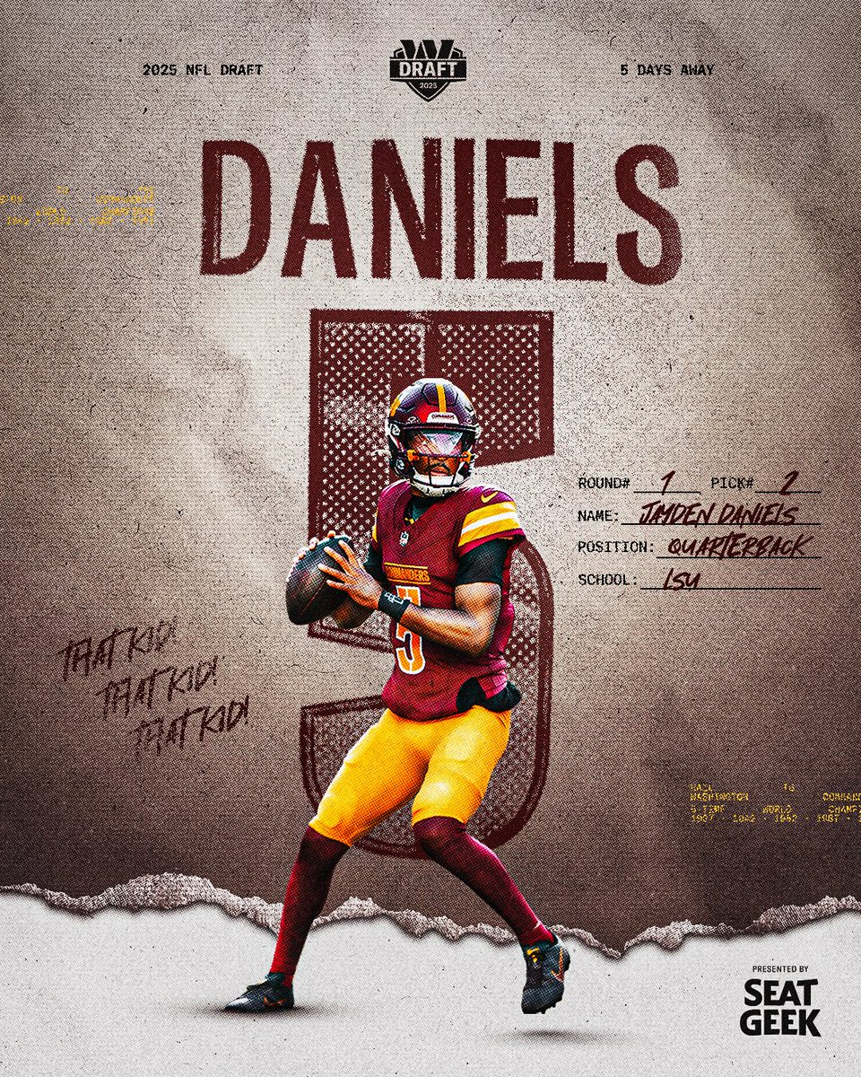 .<a href="/JayD__5/">Jayden Daniels</a> days til Round 1

<a href="/SeatGeek/">SeatGeek</a> | #RaiseHail