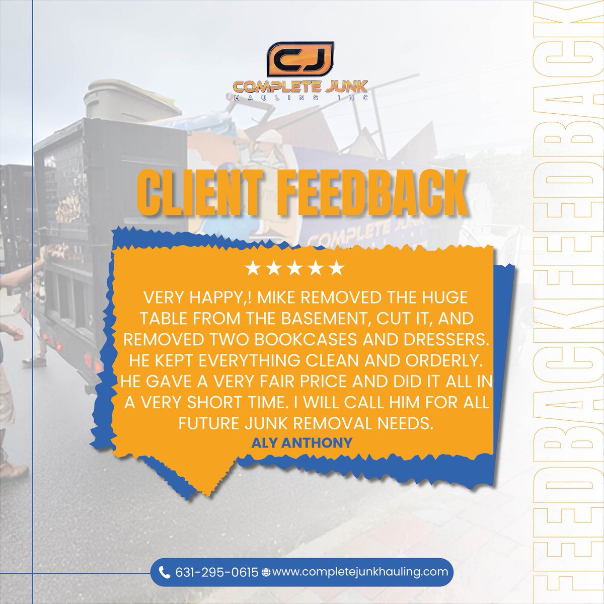 complete_junk's tweet photo. 💬 Real Feedback, Real Results! 💬

Aly Anthony called us for a big job—heavy furniture, basement clutter, and a giant table that needed cutting down. We handled it all quickly, cleanly, and at a fair price. Now, Aly knows who to call for ALL junk removal needs. 👏🚛 https://t.co/Bmz2U4JMao