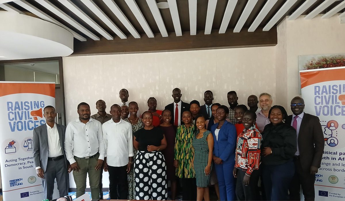 FES_SouthSudan's tweet photo. The youth are ready to lead &amp; influence the political landscape of Africa!

This event is hosted by FES and funded by the EU under the 'Raising Civil VOICES' project

#YouthEmpowerment #PoliticalChange #AfricanLeadership #RaisingCivilVoices #FES #EU #YouthInPolitics #AfricaRise https://t.co/lDEVz6QeKO