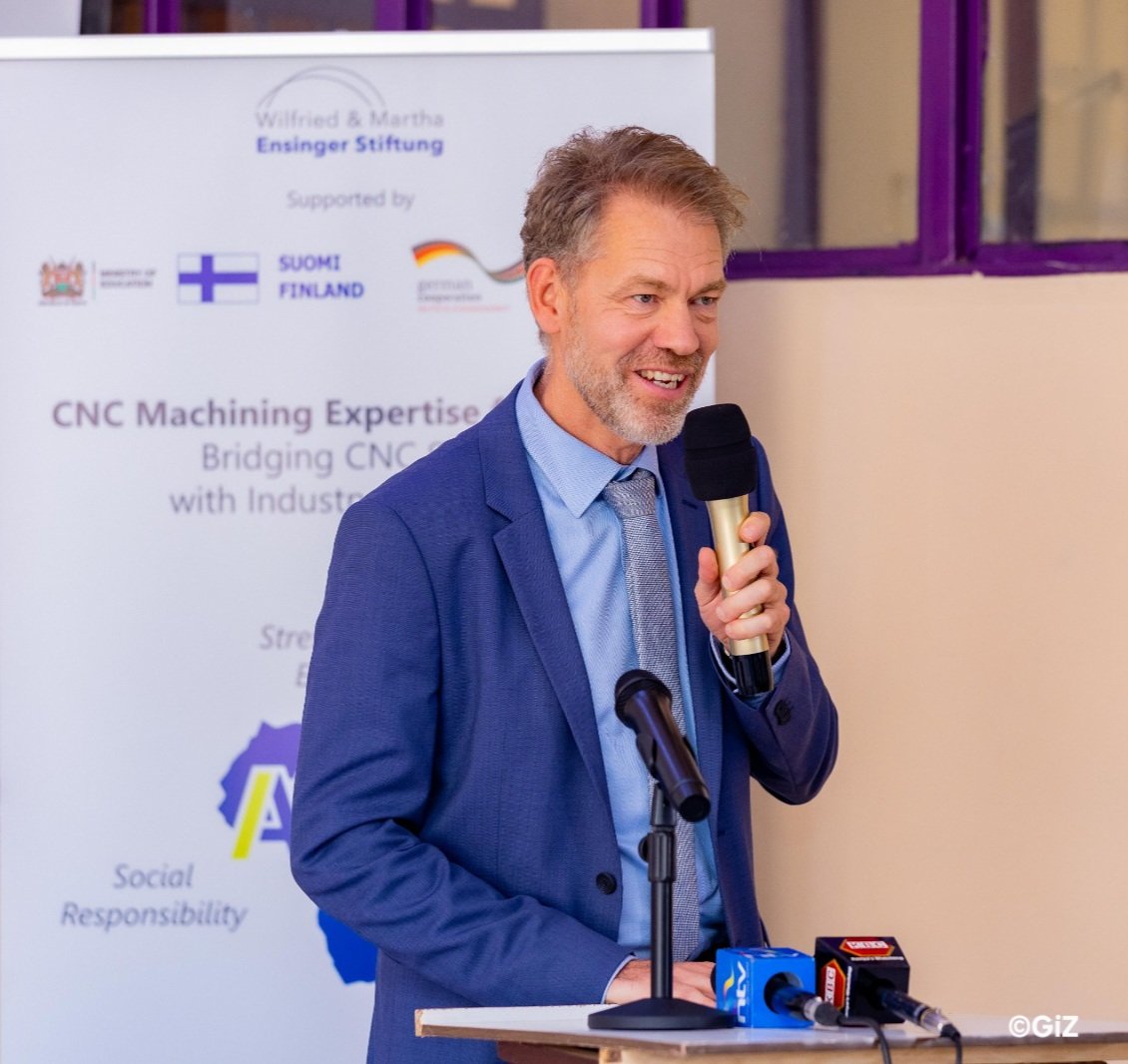 GermanyinKenya's tweet photo. #TVET is a key pillar of ๐ฉ๐ช-๐ฐ๐ช ties. @EnsingerGroup has partnered with Germany via GIZ's #DualTraining programme, to equip trainers from 20 #TVET institutions with #CNC machining skills who will train at least 500 youth to grow capacity for Kenya's manufacturing sector! https://t.co/9eLJV17HnH