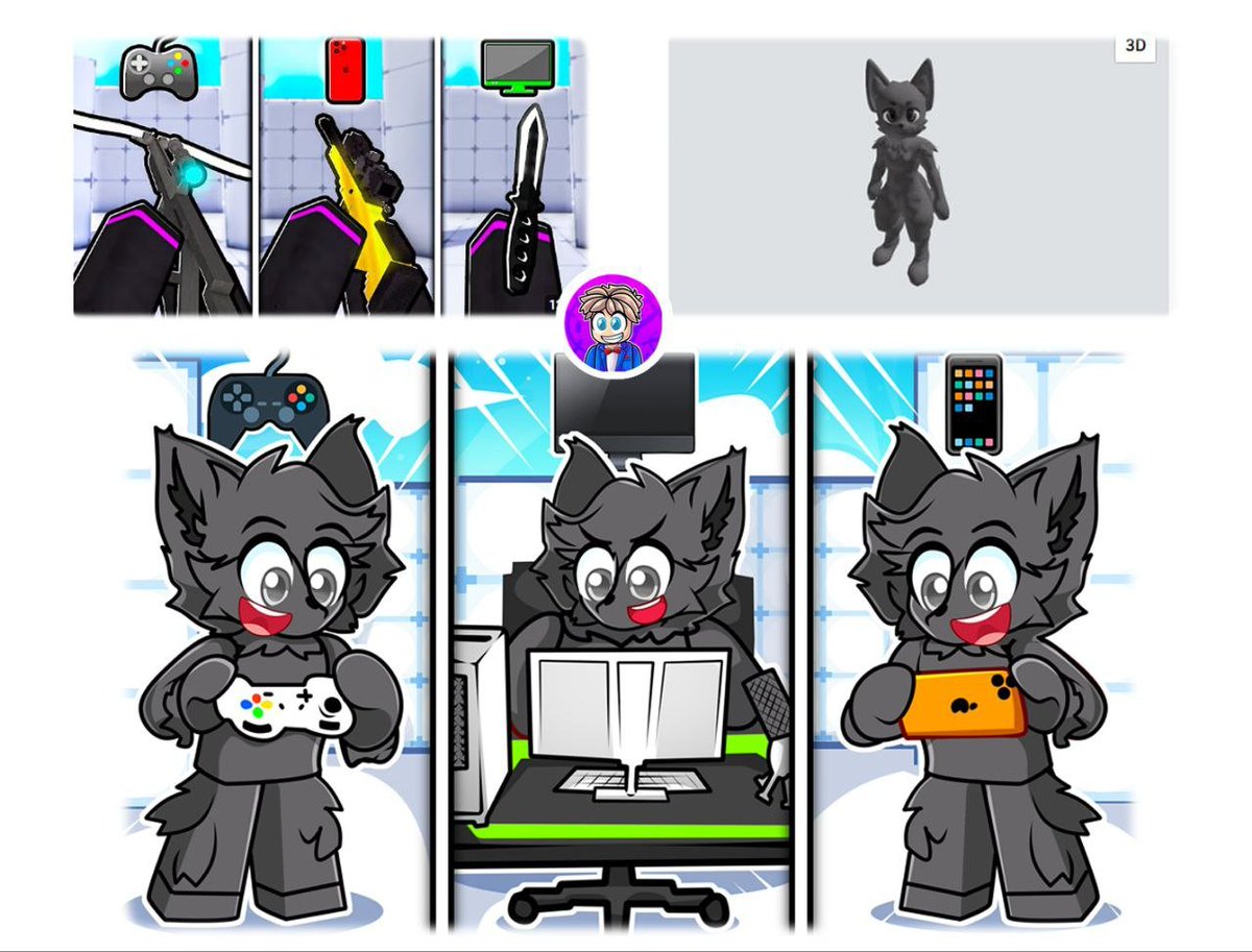 QuincRoblox's tweet image. Imagine how much you can create from just one reference! 😍📱🎮💻
🎮 Dynamic scenes—victory cheers, rage after defeat, the thrill of a close match.
Need eye-catching thumbnails? DM me anytime! 🕘
#Roblox #GamingArt #Thumbnail #Design #YouTube #RobloxArt