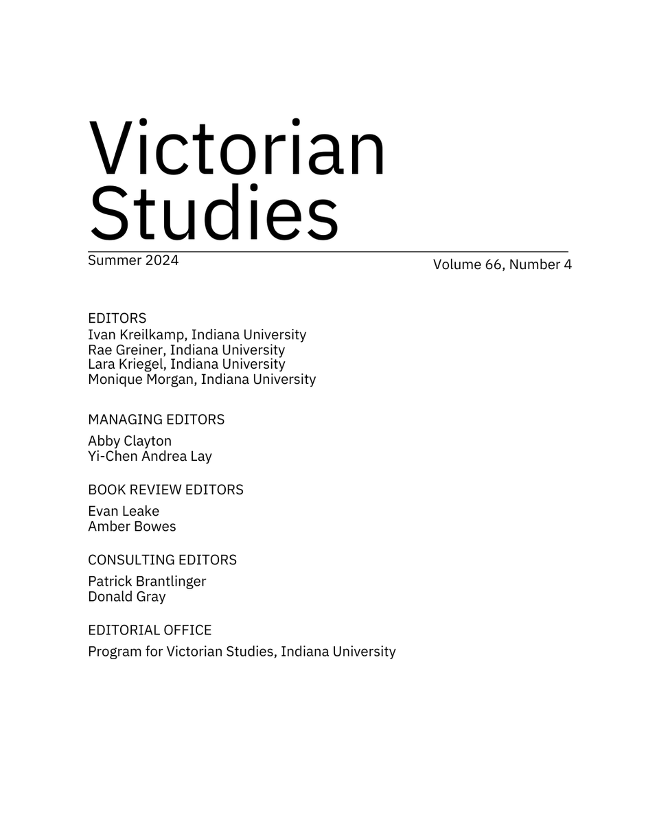 The new issue of Victorian Studies 66.4 (Summer 2024) is available now on Project MUSE! Use this link to get a copy: muse.jhu.edu/issue/54490.