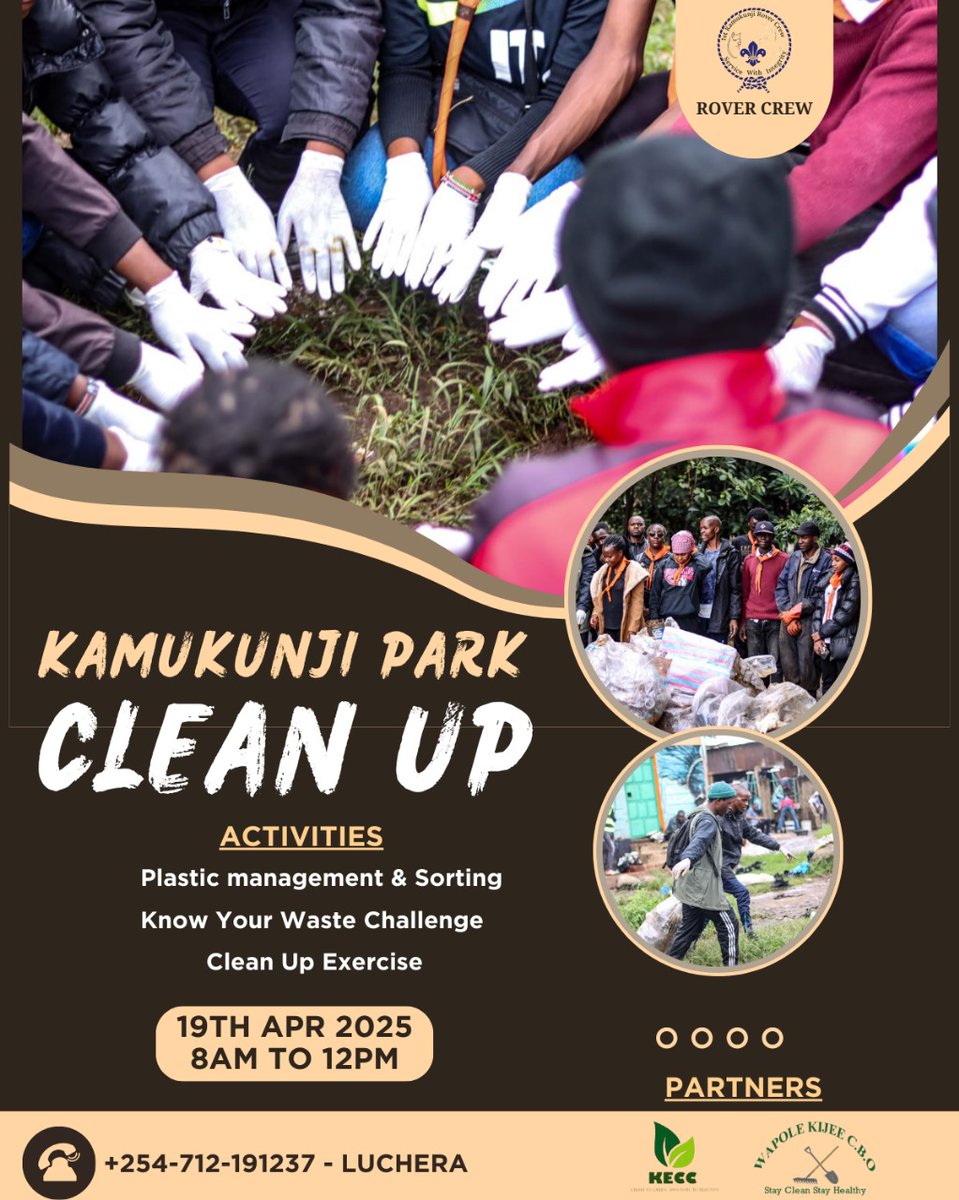 1st_rover's tweet photo. Kamukunji Park need YOU!

Trash talk + squad vibes ♻️ + clean-up magic ✨ = 19th April, 8AM–12PM.

Let’s make the park glow!

#ServiceWithIntegrity #MaRoverNaCSA #Scouts4SDGs #RoveringAsIntended https://t.co/Ii7Ov6ItHx