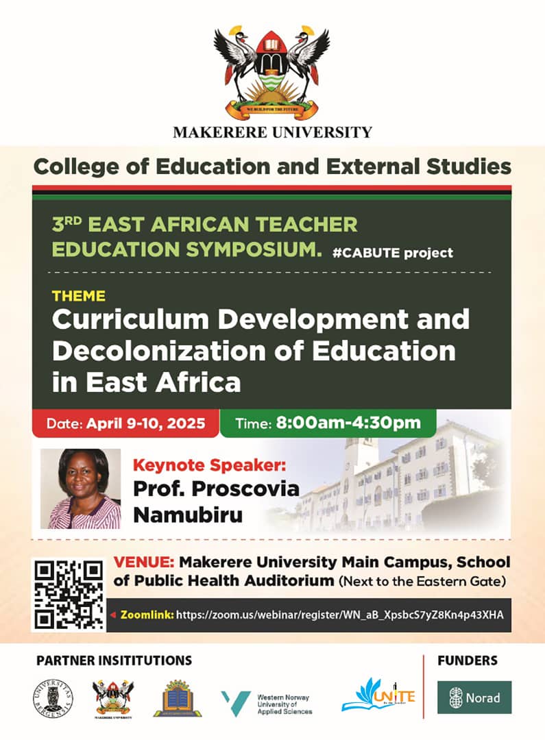 MaKCEES's tweet photo. The country coordinator #CABUTE @mpbirevu Reaffirmed Decolonizing Teacher Education is crucial as East Africa adopts competency-based curricula. We must ensure teacher education is prepared to implement a relevant, transformative, and decolonized curriculum. #EATES2025 #CABUTE https://t.co/vpbXeCQKiR