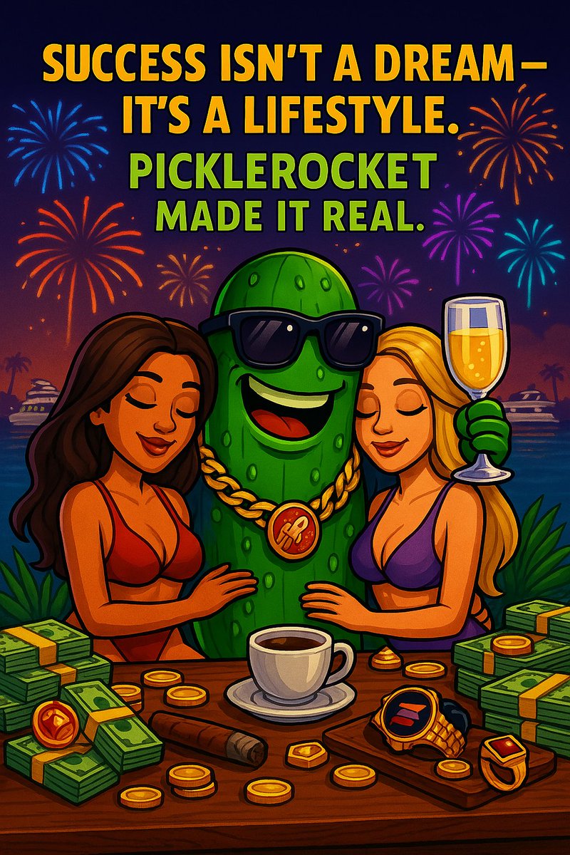 PicklerRocket's tweet photo. “This isn’t just a lifestyle.
It’s the reward for those who believed early.
PickleRocket is not a joke — it’s the new elite.”
💎🥒🚀
Money. Power. Memes. Welcome to the top.
#PickleRocket #MemeCoin #CryptoMovement #ToTheMoon #Solana #PumpFun #CryptoRevolution #BrineArmy #NextBigCoin #CryptoVibes