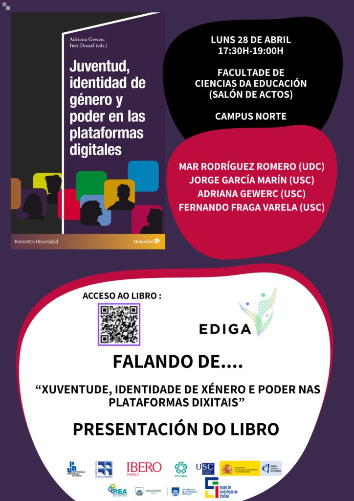 GrupoStellae's tweet photo. 🔎El próximo 28 de abril a las 17:30 h se presentará, en el salón de actos de la Facultad de Ciencias de la Educación del Campus Norte (USC), el libro “Juventud, identidad de género y poder en las plataformas digitales”.
https://t.co/oAKNdfUPrT https://t.co/jokk4JaFxi