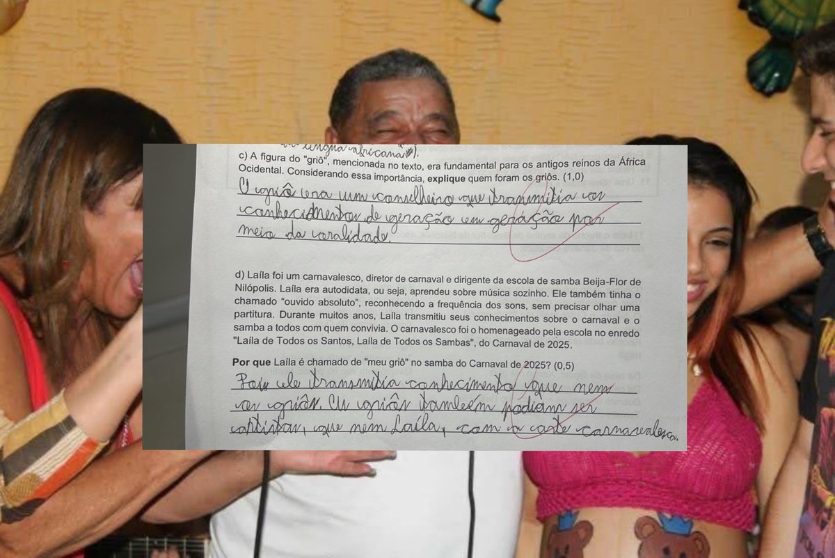 amandarribei's tweet photo. Sim, meu avô faz parte da história e virou questão de prova! 📿 

Ontem, minha família recebeu da @SelminhaSorriso essas fotos de questões da prova de história do Brasil do Colégio Santa Teresa, na Tijuca, Zona Norte do Rio. Laíla, o griô.  + https://t.co/jMFp4JPWa6