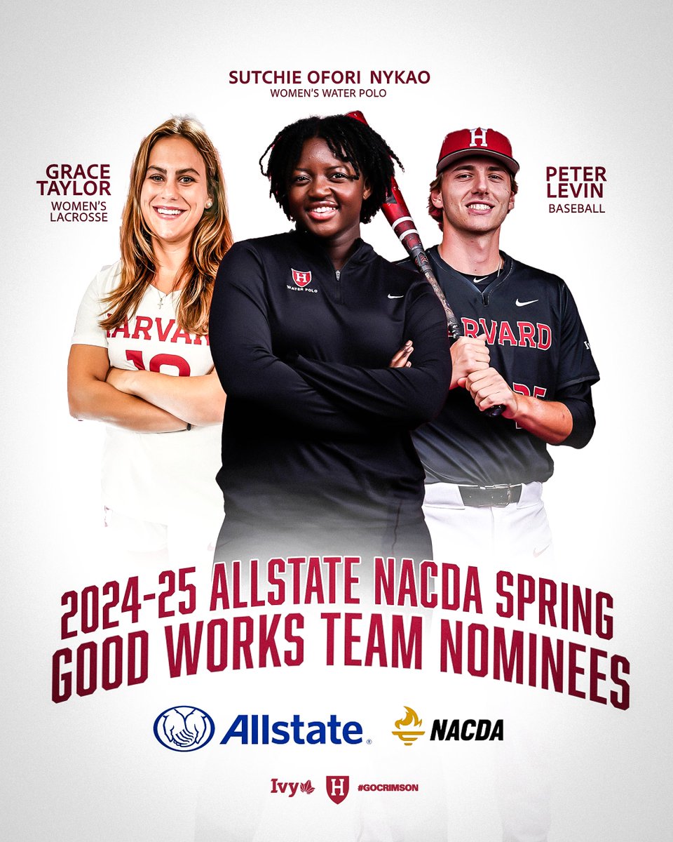 Congrats to our own Peter Levin, Grace Taylor, and Sutchie Ofori Nykao for being nominees on the inaugural spring <a href="/Allstate/">Allstate</a> <a href="/NACDA/">NACDA</a> Good Works Team! 

📰 gocrimson.com/news/2025/4/8/…
 
#GoCrimson