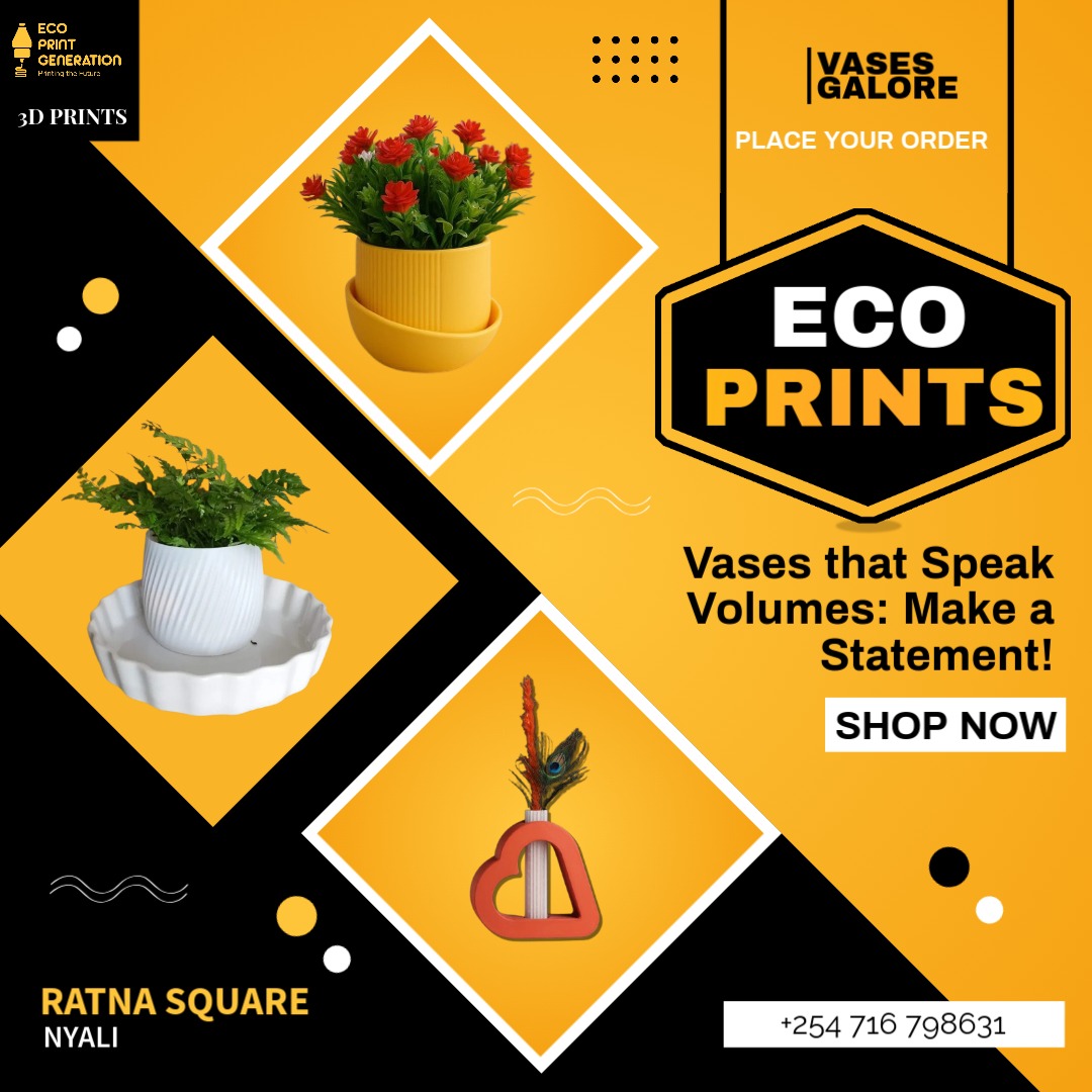 <a href="/EcoPrints_/">EcoPrints</a> presents its aromatic #3Dprinted vases.
Use it to brighten a spot with greenery or show off some #decor courage; Our vases will do the rest for your interior decor. 
Come visit us at Ratna Square, Nyali, or call +254 716 798631 to place your order now. 
#TrumpTariffs