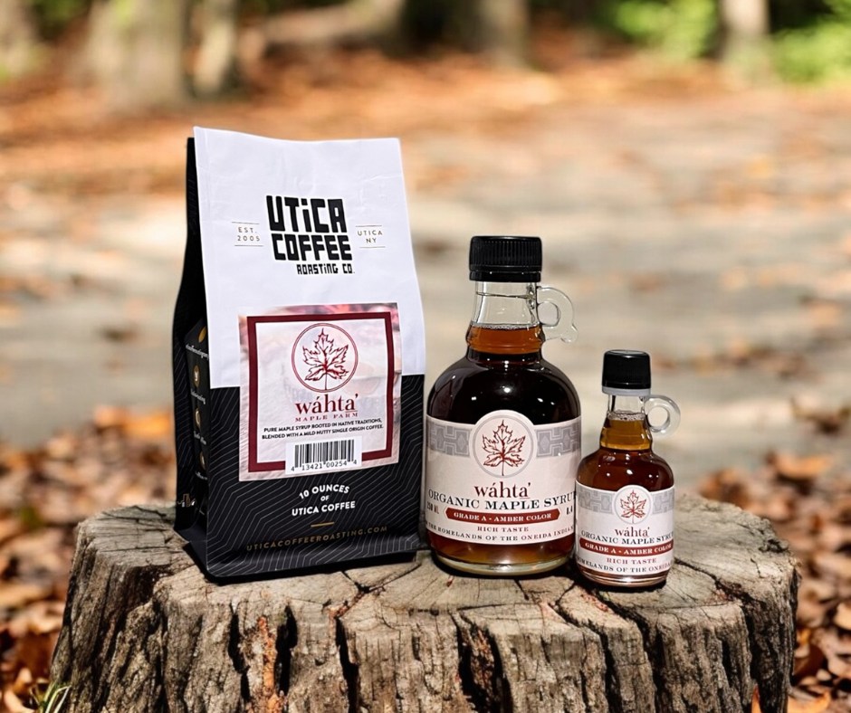 Oneida Indian Nation (@oneidanatnnews) on Twitter photo Wáhta̲’ Maple Farm has also partnered with <a href="/UticaRoasting/">Utica Coffee</a> to create a brand-new maple coffee blend. The new coffee blend along with a range of products that includes maple shapes and maple cotton candy are available now.
Read: bit.ly/3Gf5Yuz Wáhta̲’ Maple Farm has also partnered with <a href="/UticaRoasting/">Utica Coffee</a> to create a brand-new maple coffee blend. The new coffee blend along with a range of products that includes maple shapes and maple cotton candy are available now.
Read: bit.ly/3Gf5Yuz