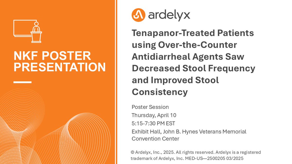 ArdelyxMedical's tweet photo. Attention HCPs! Heading to #NKFSCM25? Visit our new medical booth in Boston & check out our poster! Excited for great discussions—see you there!
Abstract: https://t.co/oOmQtRldS5
#NKFClinicals #Nephtwitter #Hyperphosphatemia https://t.co/3GaHAC8FnF