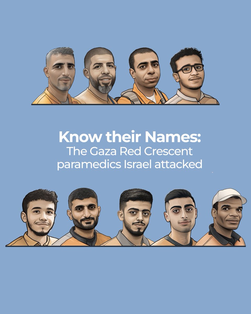Thread 🧵

Israeli forces killed Palestinian rescue workers in Gaza’s Rafah, firing on one ambulance after another. The Red Crescent wants an international probe.

So who were the medics Israel ambushed on March 23?

🔗: aje.io/fwi3yj