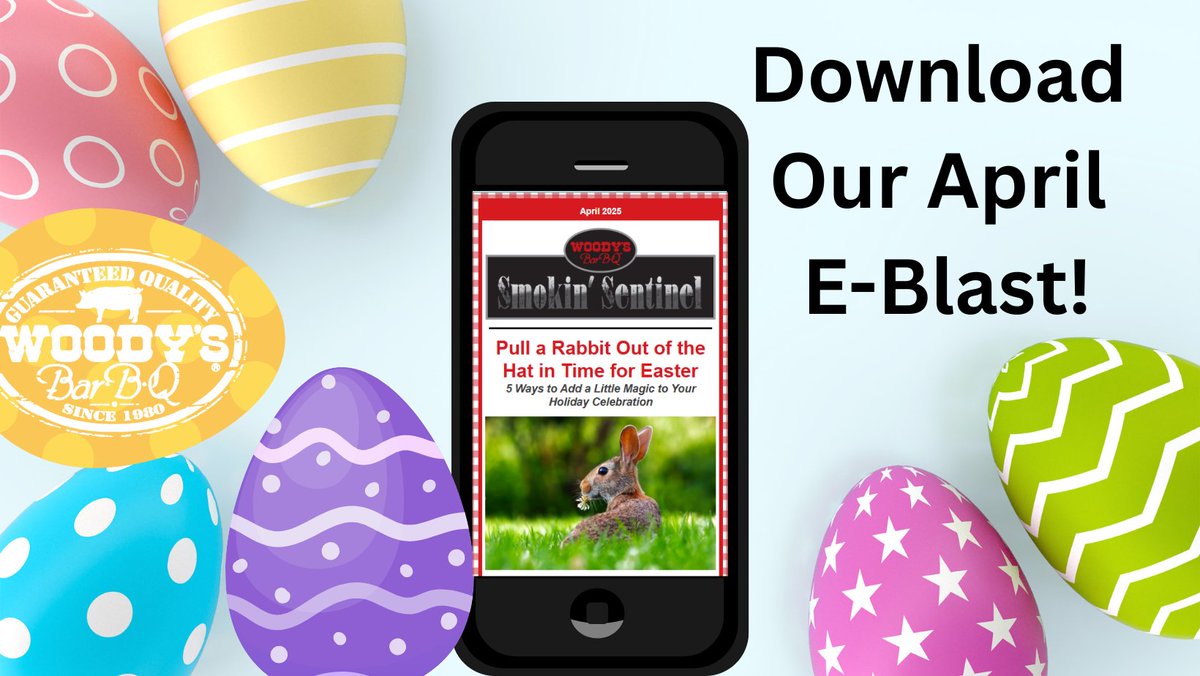 WoodysBBQCorp's tweet image. In case you missed it in your inbox, our April e-blast offers up a basketful of great tips for hosting a memorable Easter and MORE! Score your copy HERE: conta.cc/3XHJkkC

#Easter #Graduation #OnlineOrdering #BBQFranchise #WoodysBarBQ #LetsEat
