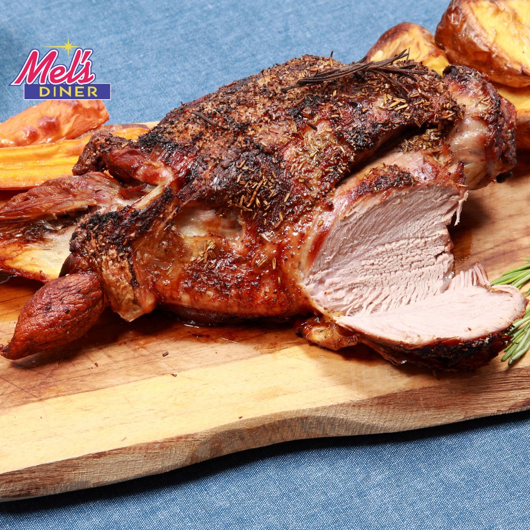 Savor the flavor of Easter with our Herb-Crusted Leg of Lamb! 🐑🌿
Just $19.99 – served with creamy mashed potatoes, fresh veggies, and your choice of soup or salad.
Celebrate the season right at Mel’s Diner! 🍽️✨

#EasterSpecial 
#MelsDiner 
#Lamb