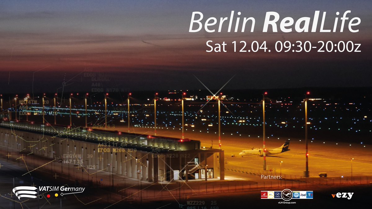 The Berlin Real-life Event, will take place on Saturday, 12.04.25. Thanks to the VA vEZY and LH-Group, you can earn bonus points during our event.
You can find our briefing and Charts here: vats.im/eddb / chartfox.org/EDDB
We are looking forward to seeing you!