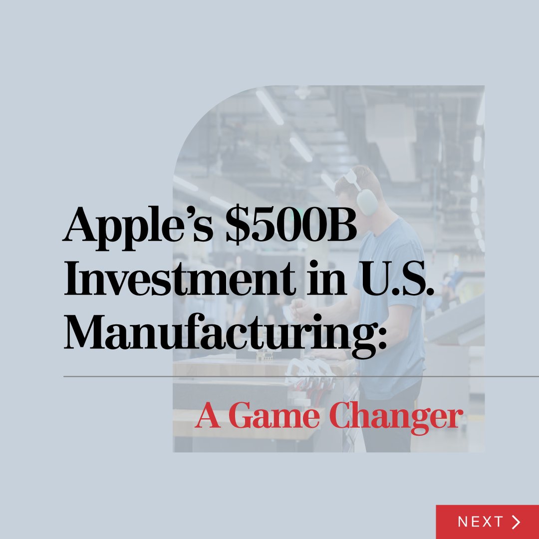 NAIBergman's tweet image. Apple's $500B Houston factory is a game-changer for U.S. manufacturing and commercial real estate. As demand for industrial and tech spaces surges, local brokers should watch for market shifts. 📈🏗️

#CRE #CREInsights

Learn more: bisnow.com/national/news/…