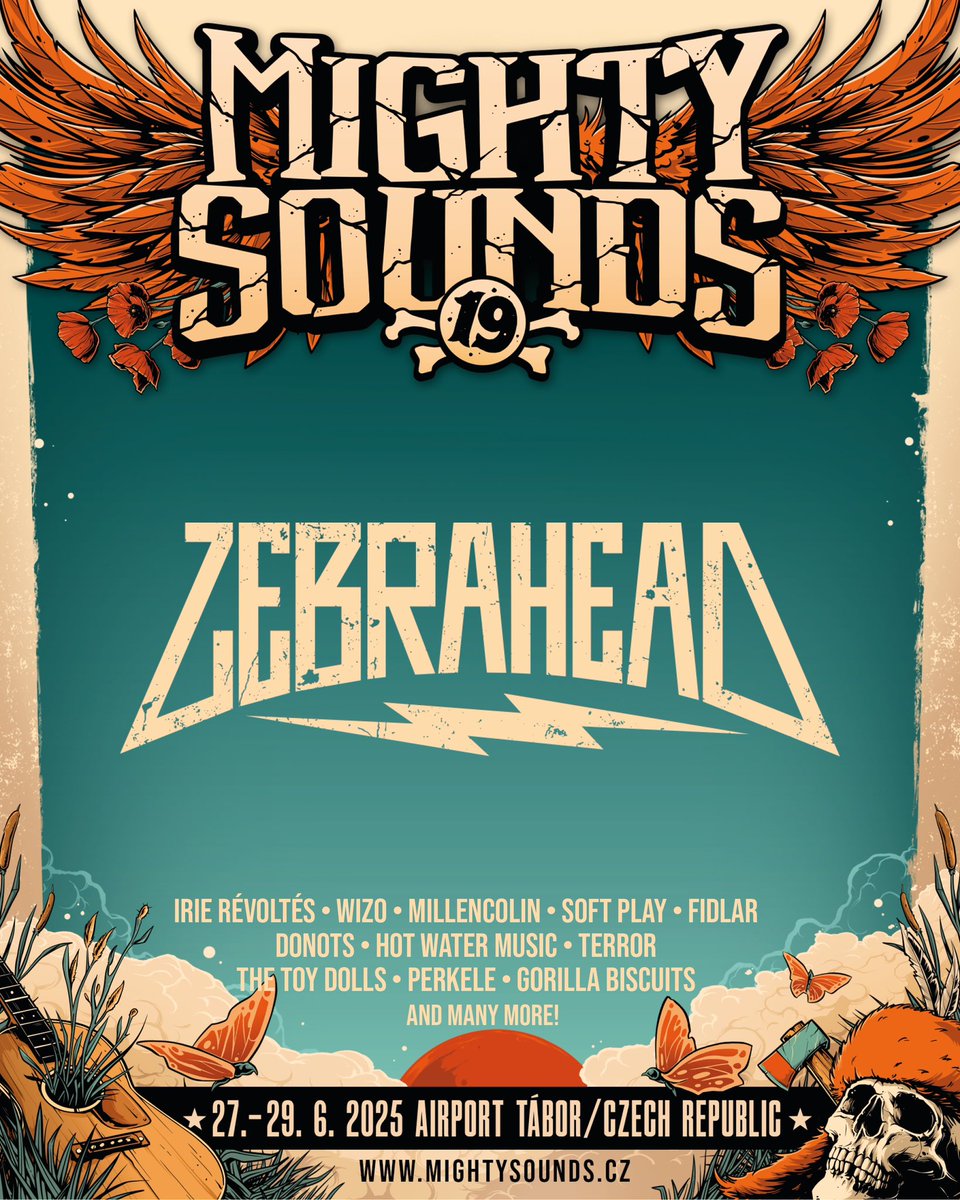 🔥 <a href="/zebrahead/">Zebrahead</a> 𝐚𝐭 𝐌𝐢𝐠𝐡𝐭𝐲 𝐒𝐨𝐮𝐧𝐝𝐬 𝐯𝐨𝐥. 𝟏𝟗 🔥

🎫 𝐓𝐈𝐂𝐊𝐄𝐓𝐒: bit.ly/MightyTickets2…

➖➖➖

📍 Mighty Sounds 2025
📅 June 27-29, 2025
🇨🇿 Tábor, CZ
🌐 MightySounds.cz
