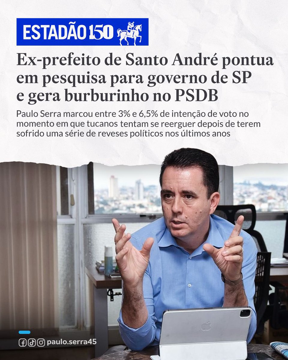 Independente do cargo, agradeço sempre a lembrança do nosso nome nas pesquisas de opinião para 2026!

Sinal claro de que o modelo de gestão que implantamos em Santo André ultrapassou as fronteiras e tem sido referência para mais gente!

Vamos em frente! Mais gestão, menos