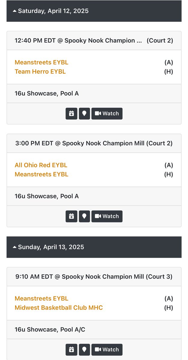 Nike Meanstreets (@meanstreetseyb) on Twitter photo Meanstreets EYBL 16U (2027) Schedule this weekend in the <a href="/madehoops/">MADE Hoops</a> Midwest Mania
📍 Spooky Nook Sports - Champion Mill
Hamilton, Ohio
4/12
Vs Team Herro EYBL 12:40 PM EDT
Vs All Ohio Red EYBL 3:00 PM EDT
4/13
Vs Midwest Basketball Club MHC 9:10 AM EDT
Ⓜ️💨
#RespectTheStreets Meanstreets EYBL 16U (2027) Schedule this weekend in the <a href="/madehoops/">MADE Hoops</a> Midwest Mania
📍 Spooky Nook Sports - Champion Mill
Hamilton, Ohio
4/12
Vs Team Herro EYBL 12:40 PM EDT
Vs All Ohio Red EYBL 3:00 PM EDT
4/13
Vs Midwest Basketball Club MHC 9:10 AM EDT
Ⓜ️💨
#RespectTheStreets