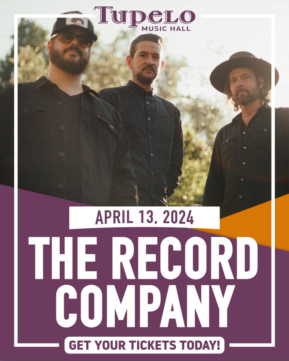 Time is running out to secure your seats to hear the The Record Company's loose, bluesy guitar leads, airtight drum grooves, thick bass, and vividly evocative lyrics this Sunday! tickets.tupelohall.com/TheRecordCompa…