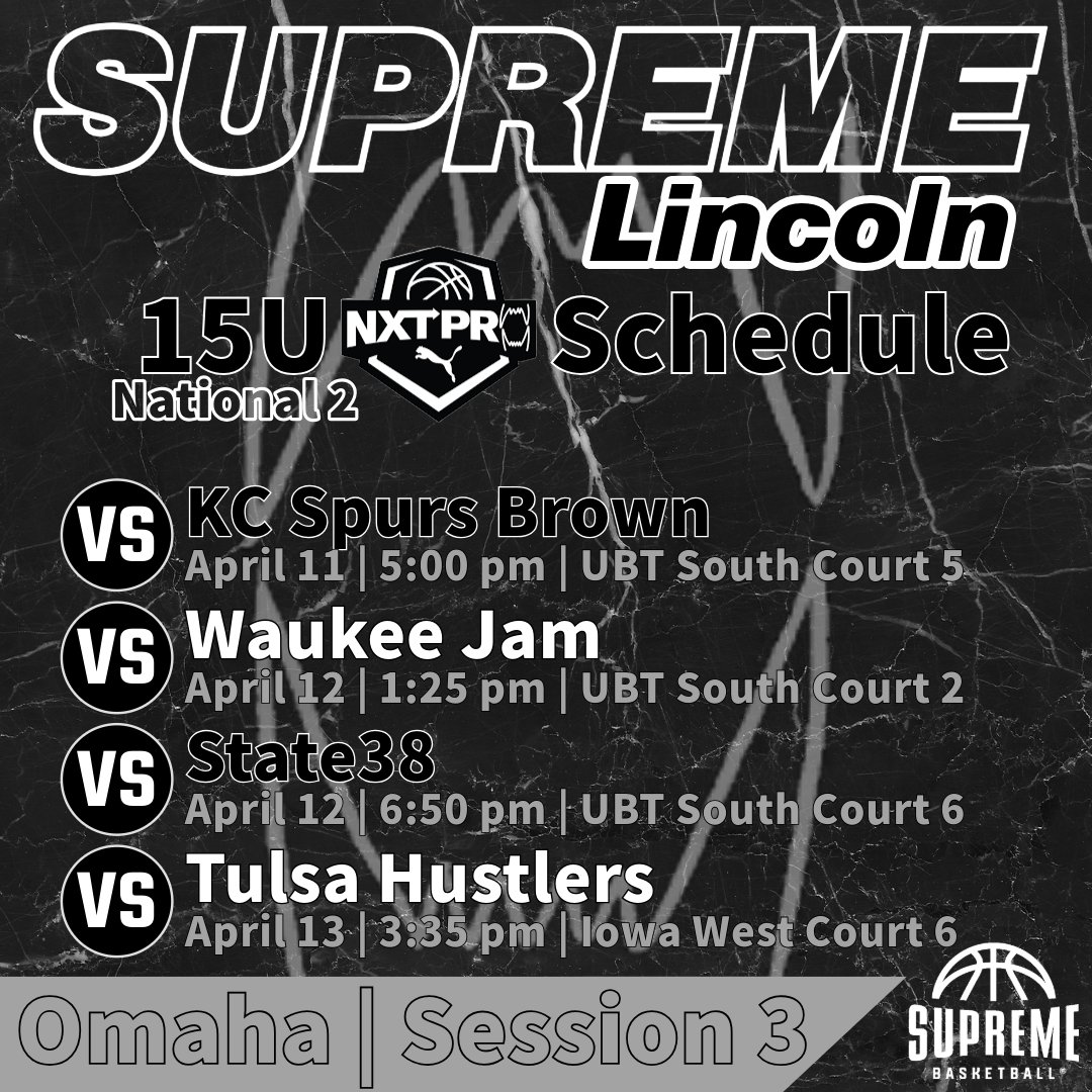 15U National Weekend Schedule | NXTPRO Session 3: Omaha, Nebraska
#supremefamily #compete #nxtpro #nxtprohoops