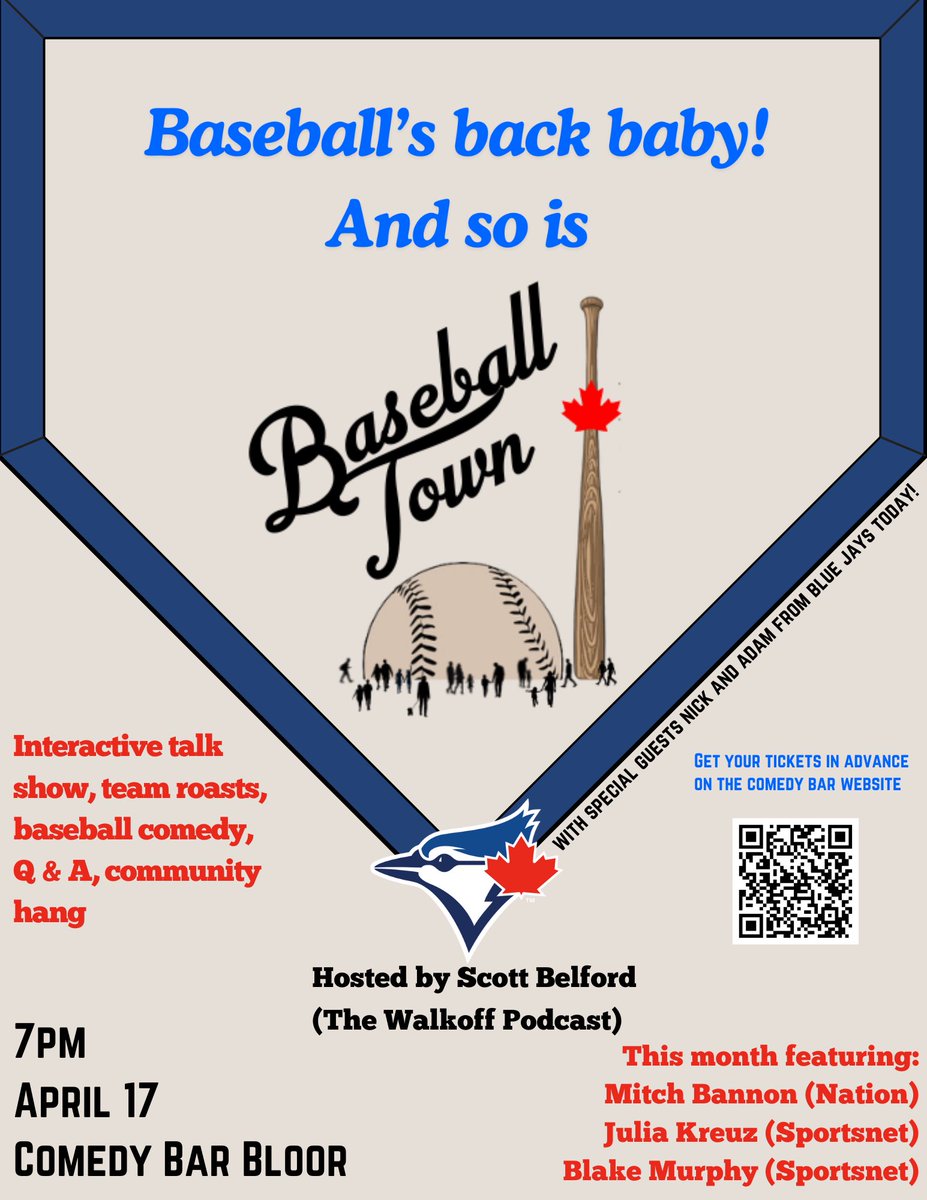 The Walkoff Podcast (@walkoffpodcast) on Twitter photo 8 DAYS!!!! The first BASEBALL TOWN of the year is almost here!
Our Panel is stacked! <a href="/BlakeMurphyODC/">Blake Murphy</a> <a href="/juliackreuz/">Julia Kreuz</a> and <a href="/MitchBannon/">Mitch Bannon</a> talk BLUE JAYS and then we take your audience questions!
The boys from <a href="/TodayJays/">Blue Jays Today</a> are our special guests!
Tix: comedybar.ca/shows/baseball… 8 DAYS!!!! The first BASEBALL TOWN of the year is almost here!
Our Panel is stacked! <a href="/BlakeMurphyODC/">Blake Murphy</a> <a href="/juliackreuz/">Julia Kreuz</a> and <a href="/MitchBannon/">Mitch Bannon</a> talk BLUE JAYS and then we take your audience questions!
The boys from <a href="/TodayJays/">Blue Jays Today</a> are our special guests!
Tix: comedybar.ca/shows/baseball…
